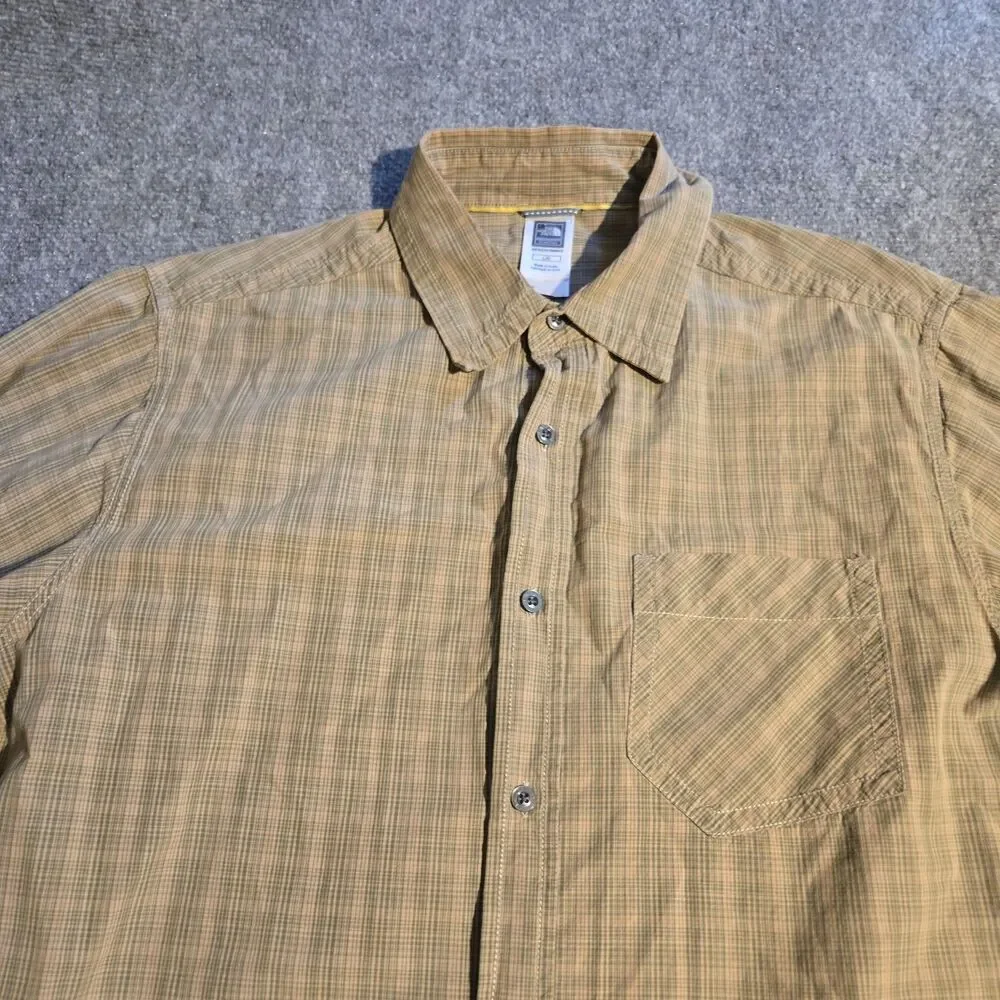 The North Face Shirt Mens Large Green Button Front Long Sleeve Pocket Cotton